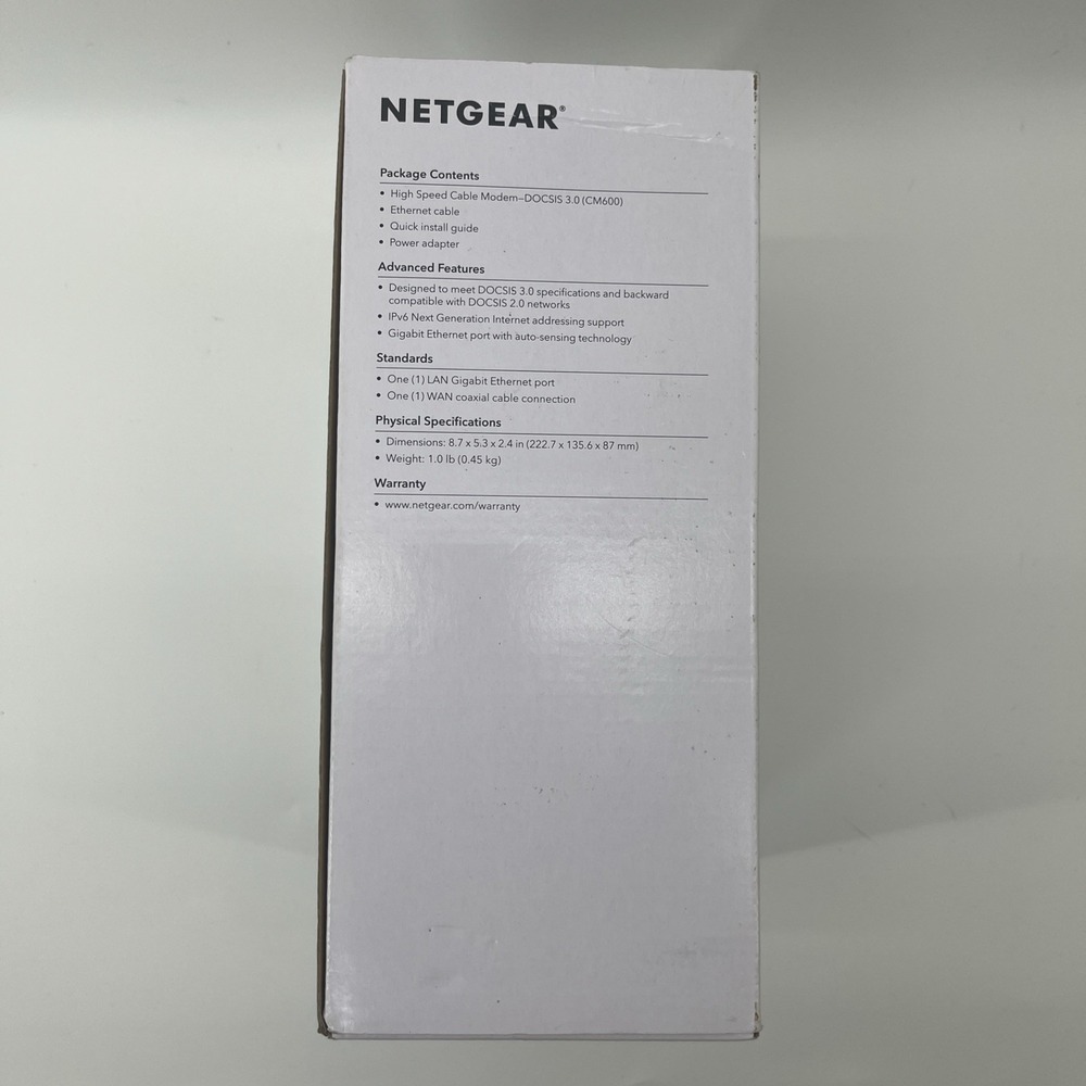NETGEAR CM600 High Speed 24x8 Cable Modem DOCSIS 3.0 - Picture 4 of 6